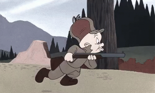 Elmer Fudd hunting wabbits